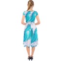 Tsunami Waves Ocean Sea Nautical Nature Water Blue Nature Cap Sleeve Front Wrap Midi Dress View2