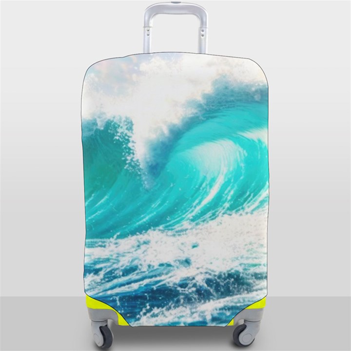 Tsunami Waves Ocean Sea Nautical Nature Water Blue Nature Luggage Cover (Large)