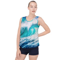 Tsunami Waves Ocean Sea Nautical Nature Water Blue Nature Bubble Hem Chiffon Tank Top by Jancukart