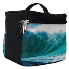 Tsunami Waves Ocean Sea Nautical Nature Water Blue Nature Make Up Travel Bag (small) by Jancukart