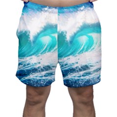 Tsunami Waves Ocean Sea Nautical Nature Water Blue Nature Men s Shorts by Jancukart