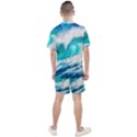 Tsunami Waves Ocean Sea Nautical Nature Water Blue Nature Men s Mesh Tee and Shorts Set View2