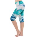 Tsunami Waves Ocean Sea Nautical Nature Water Blue Nature Lightweight Velour Cropped Yoga Leggings View2