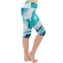 Tsunami Waves Ocean Sea Nautical Nature Water Blue Nature Lightweight Velour Cropped Yoga Leggings View3