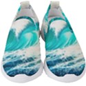 Tsunami Waves Ocean Sea Nautical Nature Water Blue Nature Kids  Slip On Sneakers View1