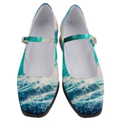 Tsunami Waves Ocean Sea Nautical Nature Water Blue Nature Women s Mary Jane Shoes