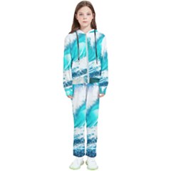 Tsunami Waves Ocean Sea Nautical Nature Water Blue Nature Kids  Tracksuit by Jancukart