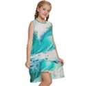 Tsunami Waves Ocean Sea Nautical Nature Water Blue Nature Kids  Frill Swing Dress View3