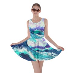 Tsunami Waves Ocean Sea Nautical Nature Water Skater Dress by Jancukart