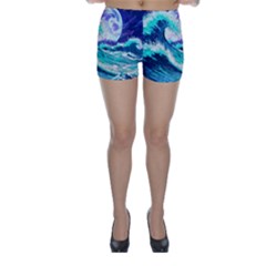 Tsunami Waves Ocean Sea Nautical Nature Water Skinny Shorts by Jancukart