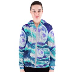 Tsunami Waves Ocean Sea Nautical Nature Water Women s Zipper Hoodie