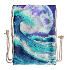 Tsunami Waves Ocean Sea Nautical Nature Water Drawstring Bag (large)