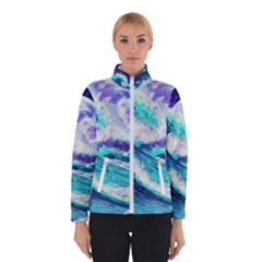 Tsunami Waves Ocean Sea Nautical Nature Water Women s Bomber Jacket