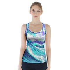 Tsunami Waves Ocean Sea Nautical Nature Water Racer Back Sports Top