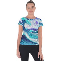 Tsunami Waves Ocean Sea Nautical Nature Water Short Sleeve Sports Top 