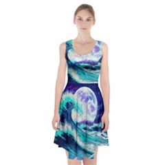 Tsunami Waves Ocean Sea Nautical Nature Water Racerback Midi Dress