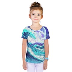 Tsunami Waves Ocean Sea Nautical Nature Water Kids  One Piece Tee