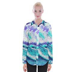 Tsunami Waves Ocean Sea Nautical Nature Water Womens Long Sleeve Shirt