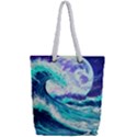 Tsunami Waves Ocean Sea Nautical Nature Water Full Print Rope Handle Tote (Small) View2