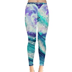 Tsunami Waves Ocean Sea Nautical Nature Water Inside Out Leggings