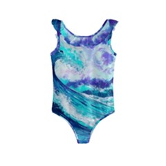 Tsunami Waves Ocean Sea Nautical Nature Water Kids  Frill Swimsuit