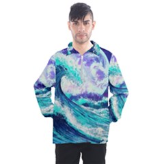 Tsunami Waves Ocean Sea Nautical Nature Water Men s Half Zip Pullover