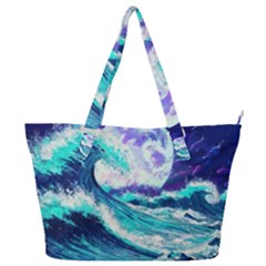 Tsunami Waves Ocean Sea Nautical Nature Water Full Print Shoulder Bag