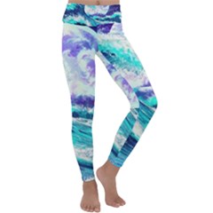 Tsunami Waves Ocean Sea Nautical Nature Water Kids  Lightweight Velour Classic Yoga Leggings