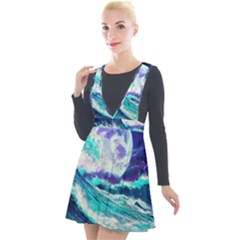 Tsunami Waves Ocean Sea Nautical Nature Water Plunge Pinafore Velour Dress