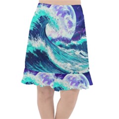 Tsunami Waves Ocean Sea Nautical Nature Water Fishtail Chiffon Skirt by Jancukart