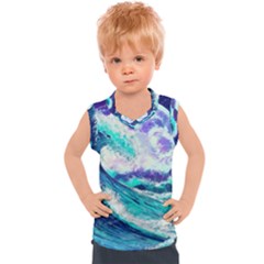 Tsunami Waves Ocean Sea Nautical Nature Water Kids  Sport Tank Top