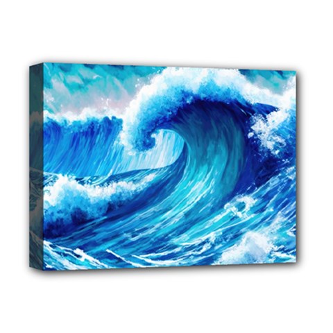 Tsunami Tidal Wave Ocean Waves Sea Nature Water 3 Deluxe Canvas 16  X 12  (stretched)  by Jancukart