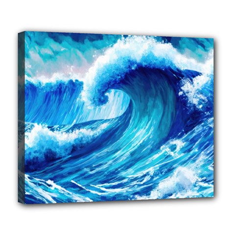 Tsunami Tidal Wave Ocean Waves Sea Nature Water 3 Deluxe Canvas 24  X 20  (stretched)