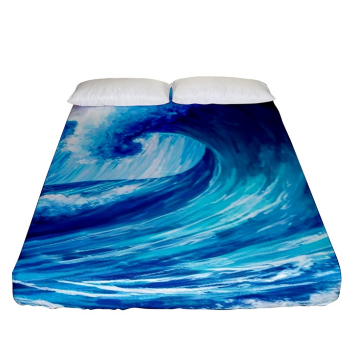 Tsunami Tidal Wave Ocean Waves Sea Nature Water 3 Fitted Sheet (King Size)