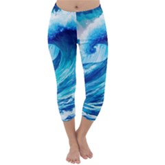 Tsunami Tidal Wave Ocean Waves Sea Nature Water 3 Capri Winter Leggings 