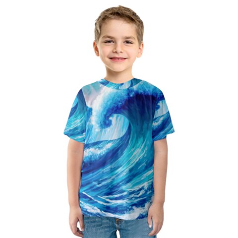 Tsunami Tidal Wave Ocean Waves Sea Nature Water 3 Kids  Sport Mesh Tee by Jancukart