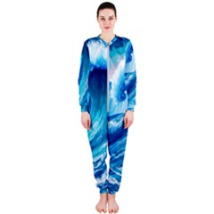 Tsunami Tidal Wave Ocean Waves Sea Nature Water 3 Onepiece Jumpsuit (ladies)