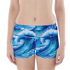 Tsunami Tidal Wave Ocean Waves Sea Nature Water 3 Boyleg Bikini Wrap Bottoms by Jancukart