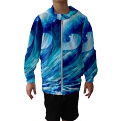 Tsunami Tidal Wave Ocean Waves Sea Nature Water 3 Kids  Hooded Windbreaker