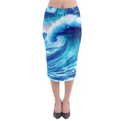 Tsunami Tidal Wave Ocean Waves Sea Nature Water 3 Midi Pencil Skirt by Jancukart