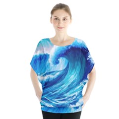 Tsunami Tidal Wave Ocean Waves Sea Nature Water 3 Batwing Chiffon Blouse