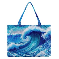 Tsunami Tidal Wave Ocean Waves Sea Nature Water 3 Zipper Medium Tote Bag