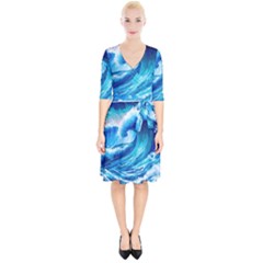 Tsunami Tidal Wave Ocean Waves Sea Nature Water 3 Wrap Up Cocktail Dress