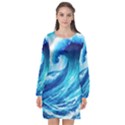 Tsunami Tidal Wave Ocean Waves Sea Nature Water 3 Long Sleeve Chiffon Shift Dress  View1