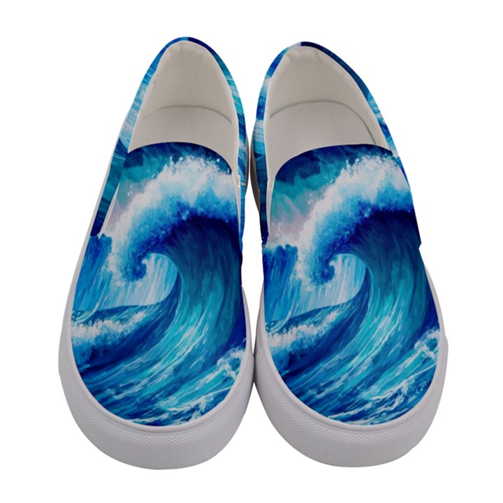 Tsunami Tidal Wave Ocean Waves Sea Nature Water 3 Women s Canvas Slip Ons