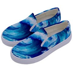 Tsunami Tidal Wave Ocean Waves Sea Nature Water 3 Kids  Canvas Slip Ons by Jancukart