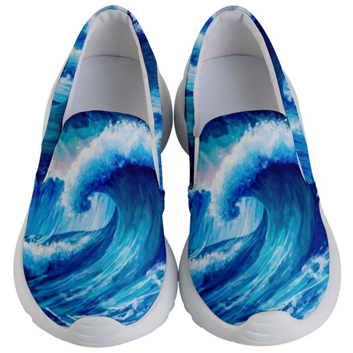 Tsunami Tidal Wave Ocean Waves Sea Nature Water 3 Kids Lightweight Slip Ons