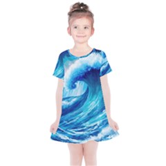 Tsunami Tidal Wave Ocean Waves Sea Nature Water 3 Kids  Simple Cotton Dress