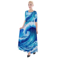 Tsunami Tidal Wave Ocean Waves Sea Nature Water 3 Half Sleeves Maxi Dress by Jancukart