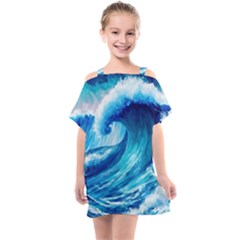 Tsunami Tidal Wave Ocean Waves Sea Nature Water 3 Kids  One Piece Chiffon Dress